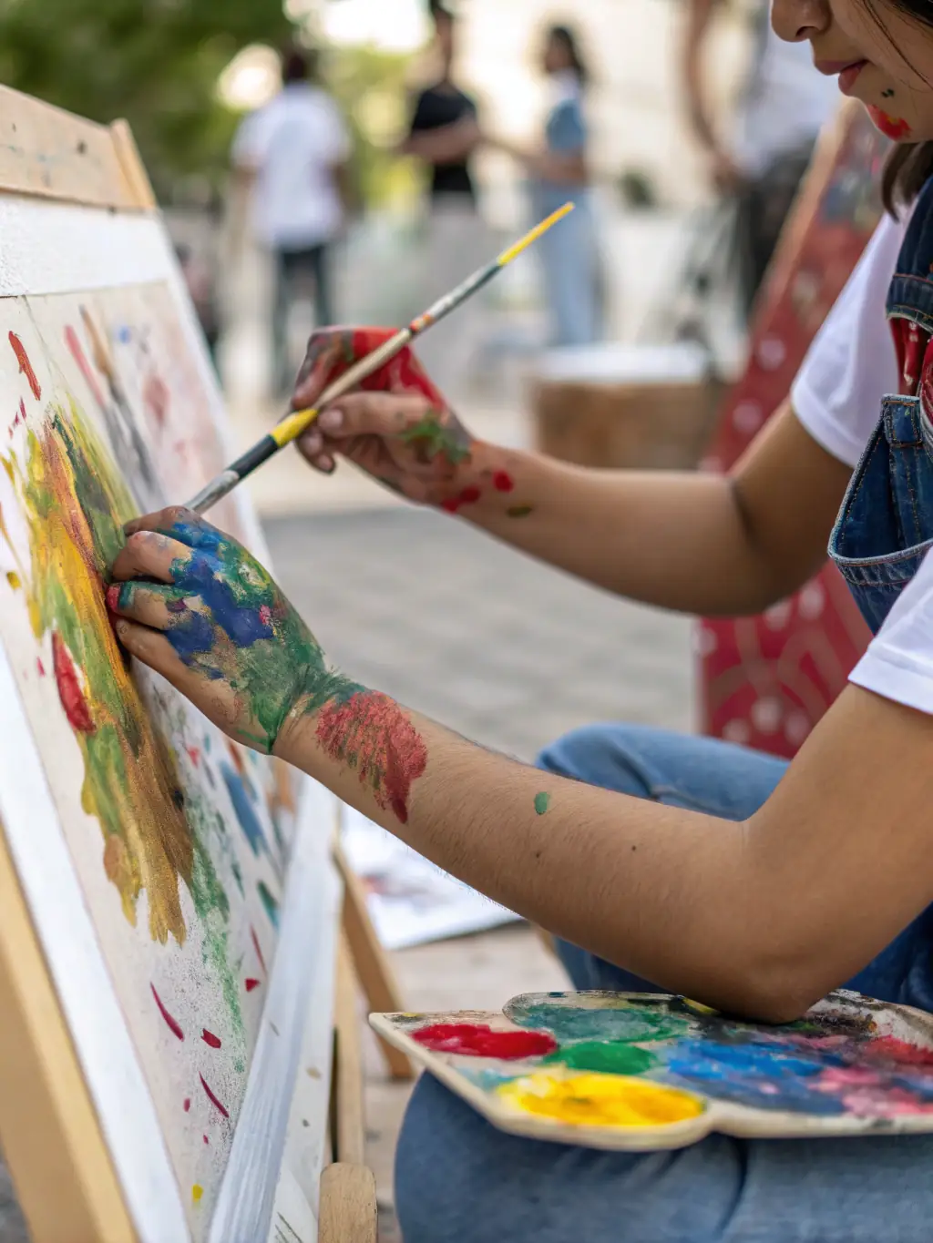 A close-up shot of a participant's hands working on a detailed art piece during an ASS PROLIXE-sponsored program, highlighting the organization's focus on skill development and artistic expression.